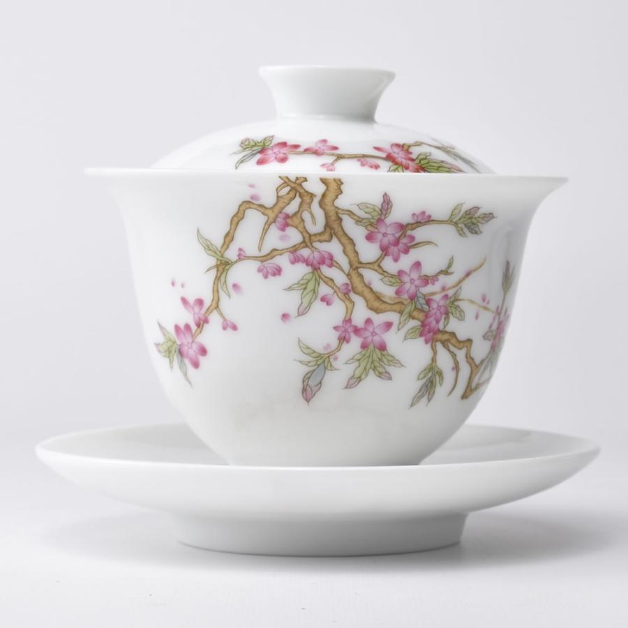 貼花蓋碗(桃花) 140ml(満水190ml) 中国茶器 : 天香茶行 貼花蓋碗(桃花) 140ml(満水190ml) 中国茶器 : 天香茶行