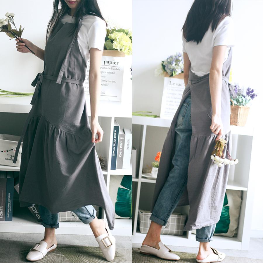 エプロン おしゃれ ポケット シンプル ナチュラル 無地 コットン リネン 綿麻 レディース 前掛け ロング丈 カフェ レストラン ワンピース ドレス We 0816 天祥市 通販 Yahoo ショッピング