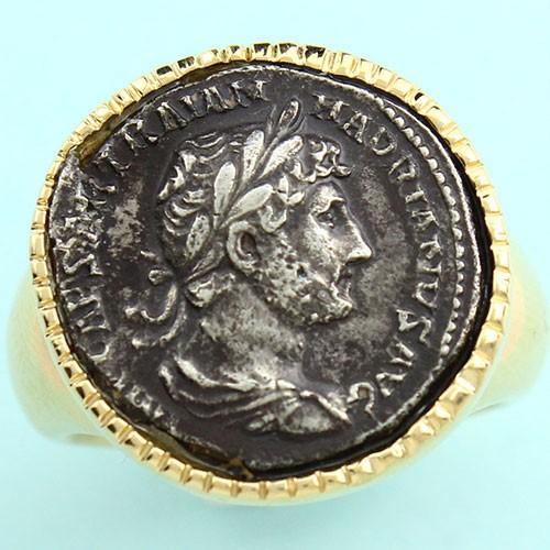 値下げ　ローマ帝国　ハドリアヌス　デナリウス銀貨 ローマ帝国 デナリウス銀貨 ハドリアヌス帝 K18リング : ワールド