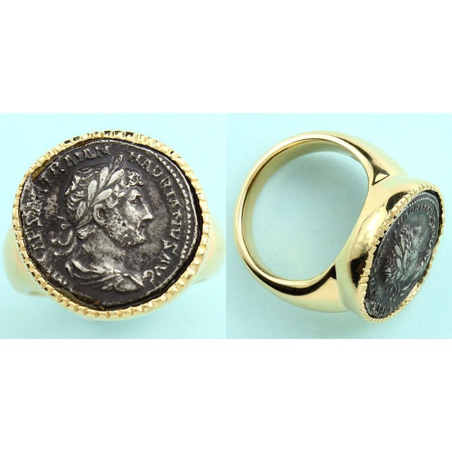 ローマ帝国 デナリウス銀貨 ハドリアヌス帝 K18リング : ワールド