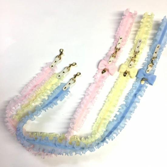 ミントタン minttan タックフリルリボン リード カフェ無しタイプ ピンク・イエロー・ブルー 小型犬 リード セレブ 送料無料