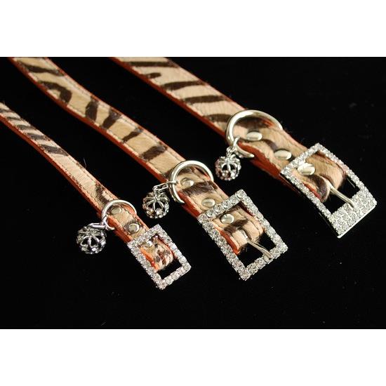 プエルト PUERTO ハラコカラー&リード ゼブラ×オレンジ サイズ1 小型犬 犬用 カラー 首輪 リード セレブ 送料無料