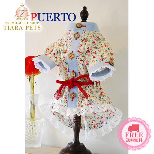 プエルト Puerto シャツワンピース ホワイトフラワー 3h 4 小型犬 犬服 ウエア ワンピース ドレス セレブ 送料無料 New売り切れる前に