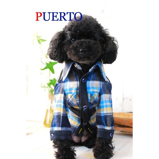 プエルト PUERTO ラメボーダーネルシャツ 2 2h 3 小型犬 犬服 トップス シャツ セレブ 送料無料の画像
