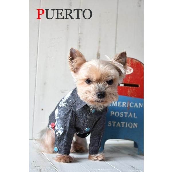 プエルト PUERTO ペイントダンガリーシャツ BK 黒 サイズ3h 小型犬 犬服 トップス シャツ セレブ 送料無料の画像