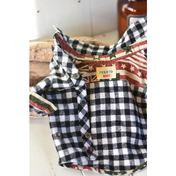 プエルト PUERTO ブラックギンガムネルシャツ 1 1h 2 2h 3 小型犬 犬服 トップス シャツ セレブ 送料無料の画像