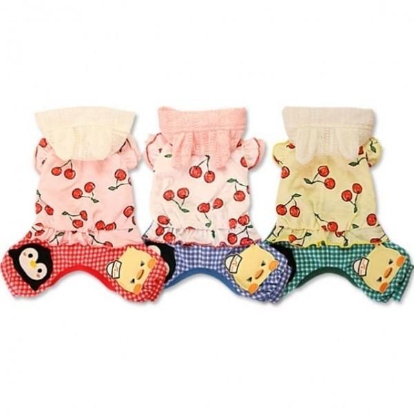 日本製 J Kアニマルズ J K Animals さくらんぼ チェック つなぎ 3s 3s L 小型犬 犬服 ウエア ロンパース カバーオール つなぎ パンツ 上質で快適 Alburhan In