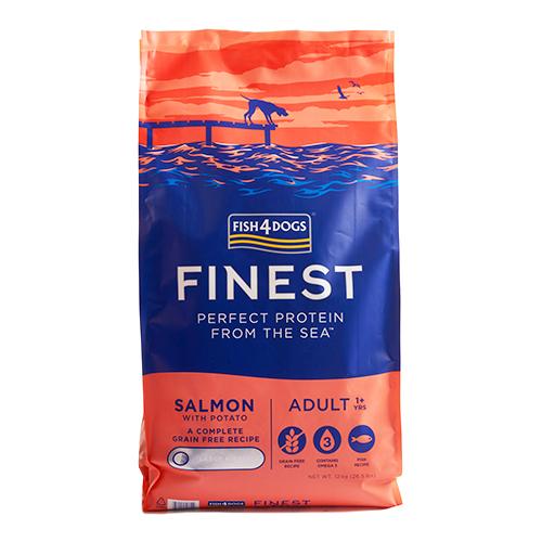 フィッシュ4 ドッグ FISH4DOGS ファイネスト FINEST サーモン 小粒 大粒 12kg 犬 全年齢対応ドライフード 魚 穀類不使用 送料無料