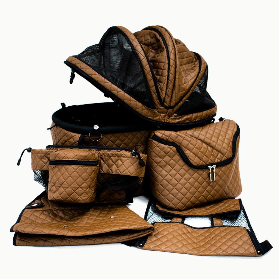 ブラウン 犬用品 天使のカート Brown マット キャリーカート ペットカート キルト ポルテ Quilt L ペットカート Japan キャリーカート L Tiara 犬用品 Porte ペットバギー Set Pets Full Mat