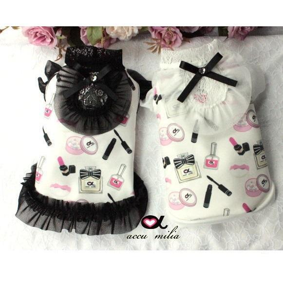 アキュミリア accu milia コスメ柄カットソー MS M 小型犬 犬服 ウエア トップス カットソー セレブ 送料無料