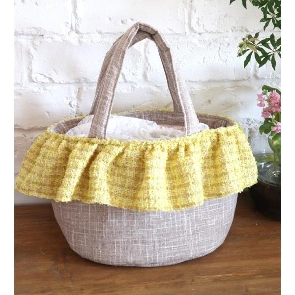 ルル・ドヌフ LouLou29 MIXツイード フリルトート M 小型犬 犬用