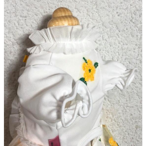 アキュミリア accu milia ボレロ風バフスリーブグローラメワンピ XS/SS  小型犬 犬服 ウエア ワンピース ドレス セレブ 送料無料の画像