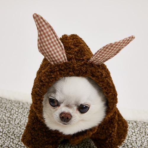 ルイスドッグ louisdog Bunny Hoodie/Brown 犬服 小型犬 ウエア セレブ アウター 上着 パーカ コート 送料無料の画像