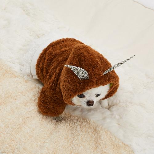 ルイスドッグ louisdog Bunny Hoodie/Camel Brown 犬服 小型犬 ウエア セレブ アウター 上着 パーカ コート 送料無料の画像