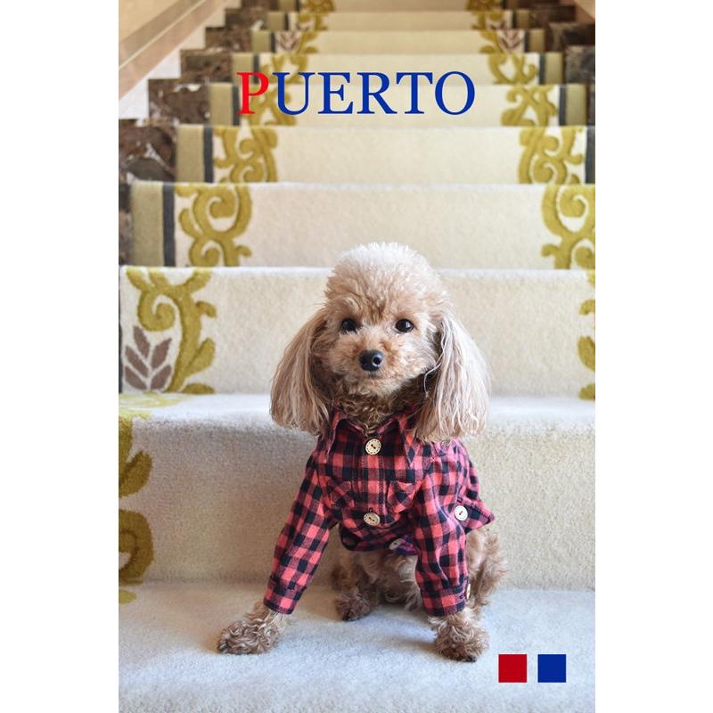 プエルト PUERTO ギンガムチェック起毛長袖シャツ 3h/4  小型犬 犬服 ウエア トップス シャツ セレブ 送料無料の画像