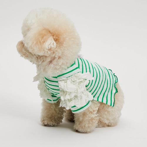 ルイスドッグ louisdog Green Apple Stripe T-Shirt 小型犬 犬服 ウエア トップス Tシャツ カットソー セレブ 送料無料｜tiarapetsjapan｜08