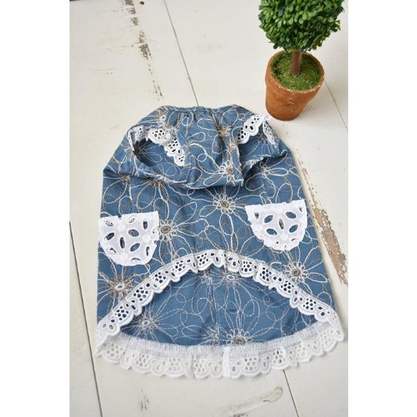 プエルト PUERTO エンブロイダリーガーデンエプロン SB水色  3h/4  小型犬 犬服 ウエア ワンピース ドレス セレブ 送料無料の画像