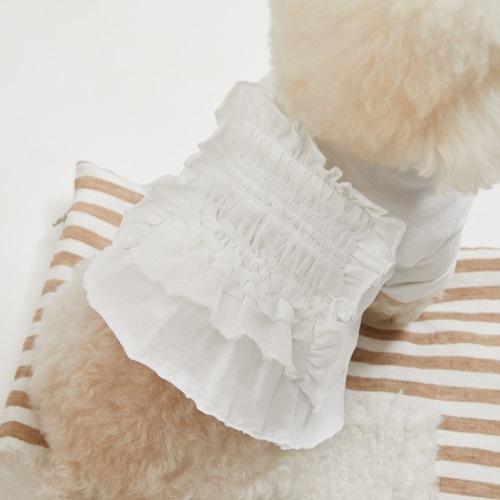ルイスドッグ louisdog White Organic Roll Up 小型犬 犬服 トップス 半袖 シャツ セレブの画像