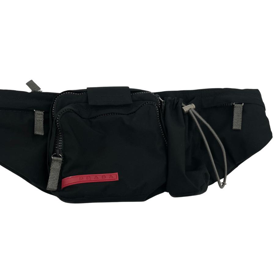 美品 プラダ ウエストバッグ ボディバッグ ナイロン 三角ロゴ PRADA（プラダ） 美品 ナイロン ウエストバッグ ボディバッグ ブラック