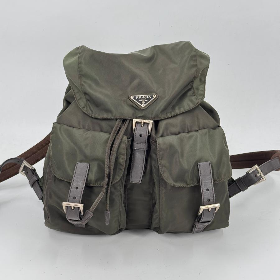 【美品】 PRADA カーキ リュック バックパック テスートナイロン PRADA（プラダ） テスートナイロンリュック カーキグリーン