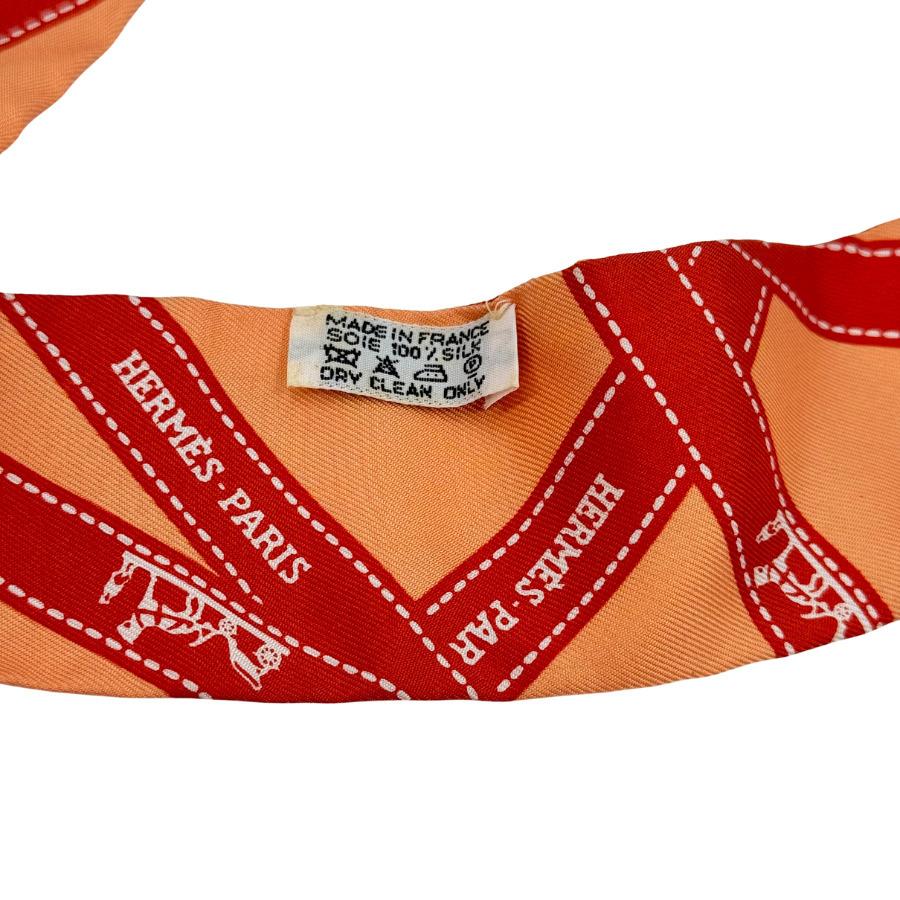 美品 HERMES エルメス ツイリー スカーフ バッグアクセサリー シルク オレンジ レディース