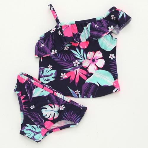 カーターズ Carter S キッズ ベビー ワンショルダー セパレート水着 タンキニ 女の子 花 パープルネイビー Ca1136v Baby Mart Ticktack 通販 Yahoo ショッピング