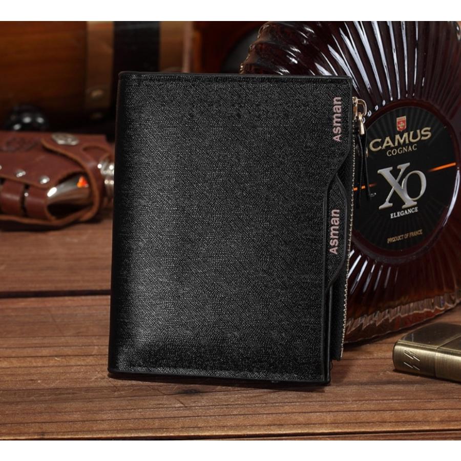 二つ折り　財布　メンズ　送料無料　多機能 パスケース付き 小銭入有　カード入７枚対応 | 