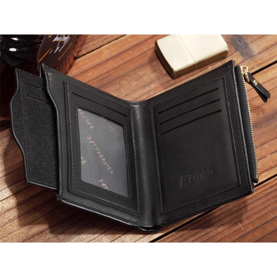 二つ折り　財布　メンズ　送料無料　多機能 パスケース付き 小銭入有　カード入７枚対応 |  | 02