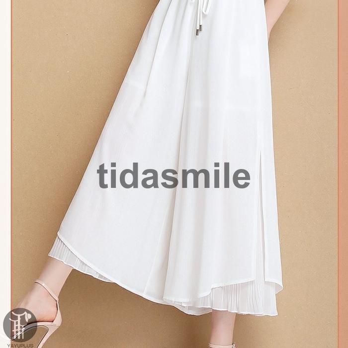 ガウチョパンツ 裾プリーツ 切り替え ワイドパンツ レディース シフォン フレアパンツ スカーチョ ゆったり｜tidasmile｜15