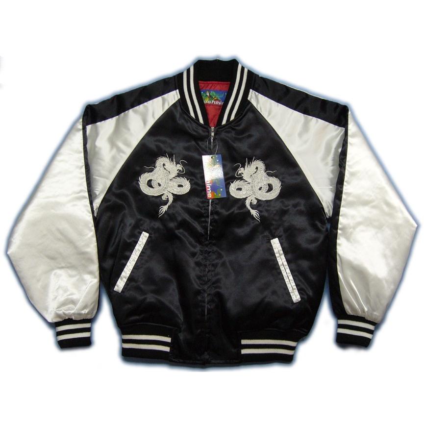 日本製 サテンスカジャン 6128 白龍 刺繍 マジすか学園ブラック着用 名入れ刺繍可 H6128 和柄と梵字のタイド 通販 Yahoo ショッピング