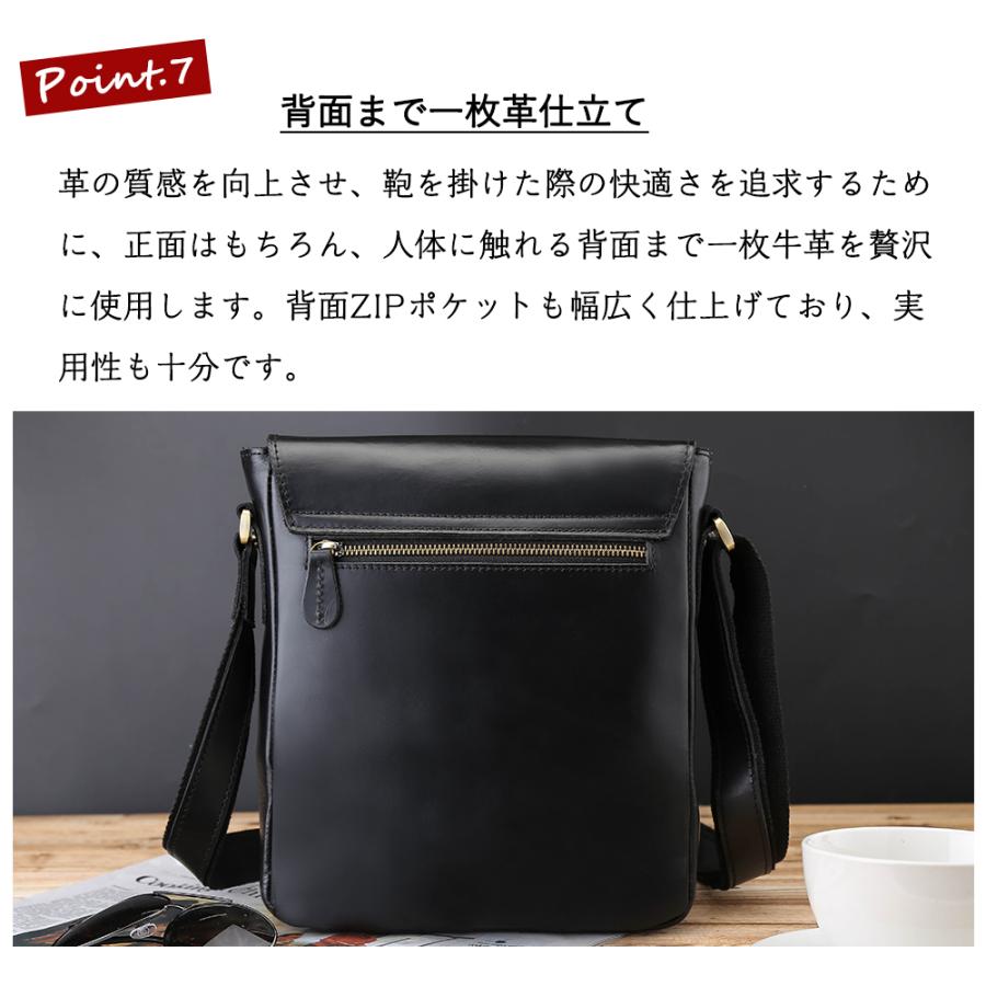 TIDING ショルダーバッグ 本革 メンズ 斜め掛けバッグ 牛革 iPad9.7対応 人気 お出かけ用 カバン 蓋付き 2色 ギフトに | ブランド登録なし | 12