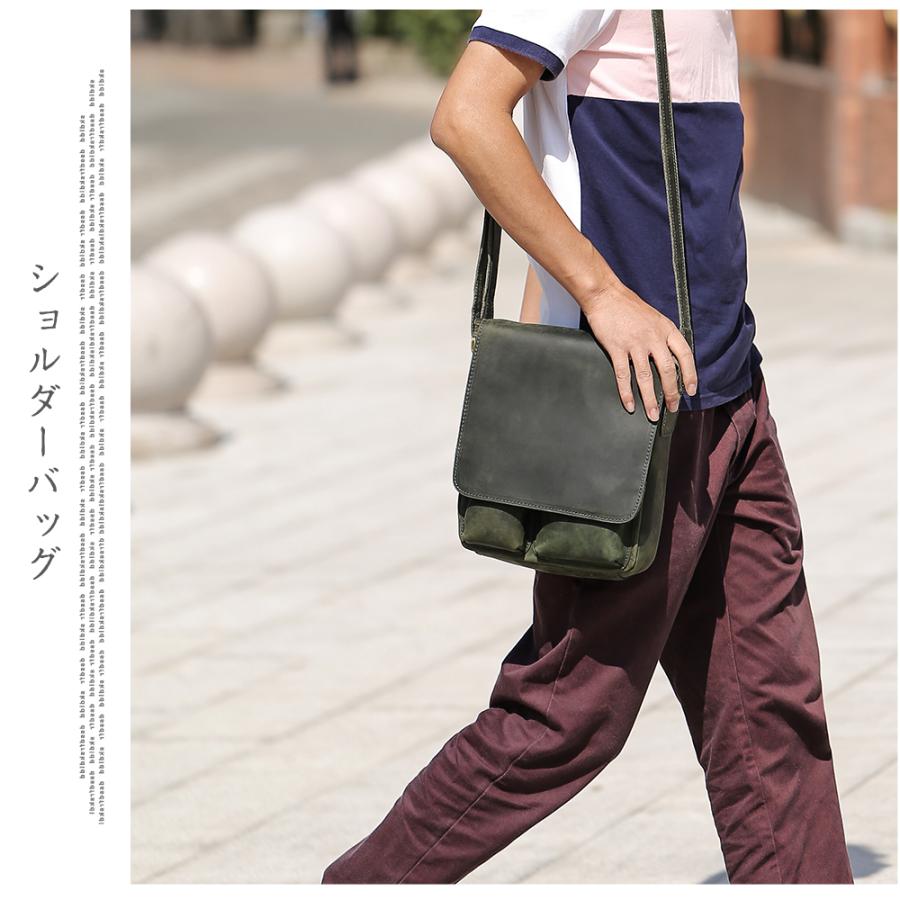 TIDING ショルダーバッグ 本革 メンズ 斜め掛けバッグ 牛革