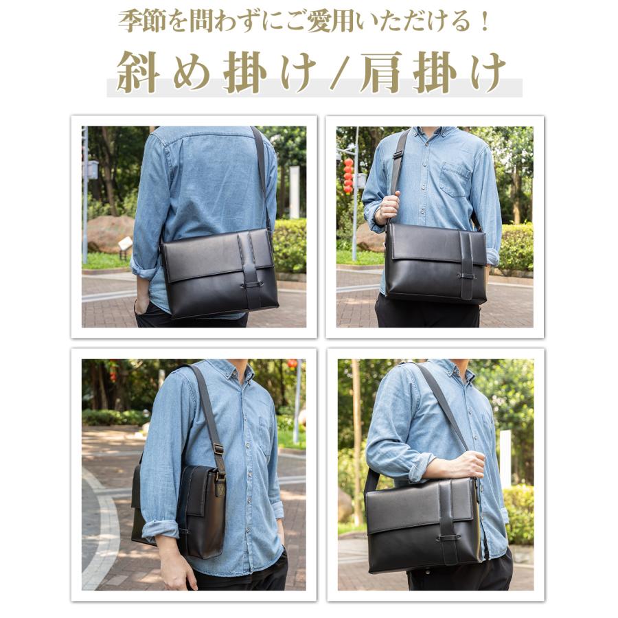 TIDING メッセンジャーバッグ 本革 メンズ ショルダーバッグ 13PC A4