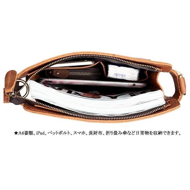 TIDING ワイルド風 ショルダーバッグ 本革 厚手牛革 メンズ A4対応