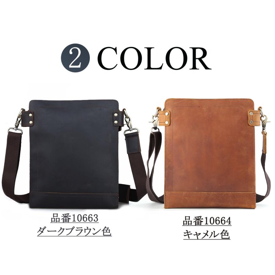 TIDING ワイルド風 ショルダーバッグ 本革 厚手牛革 メンズ A4対応