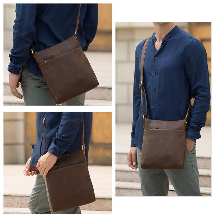 TIDINGショルダーバッグ 本革 ビンテージ メンズ 斜め掛け 厚手牛革