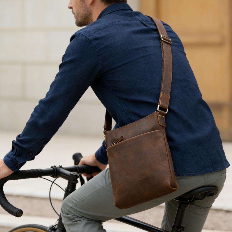 TIDINGショルダーバッグ 本革 ビンテージ メンズ 斜め掛け 厚手牛革