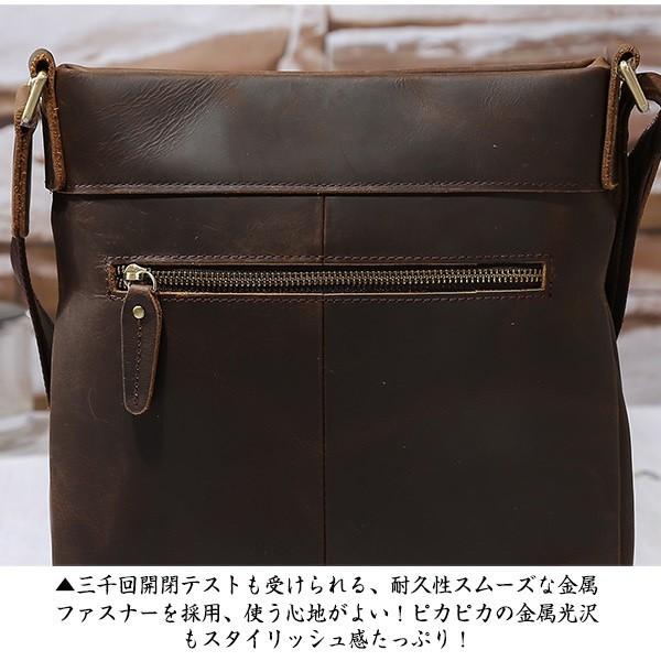 TIDINGショルダーバッグ 本革 ビンテージ メンズ 斜め掛け 厚手牛革