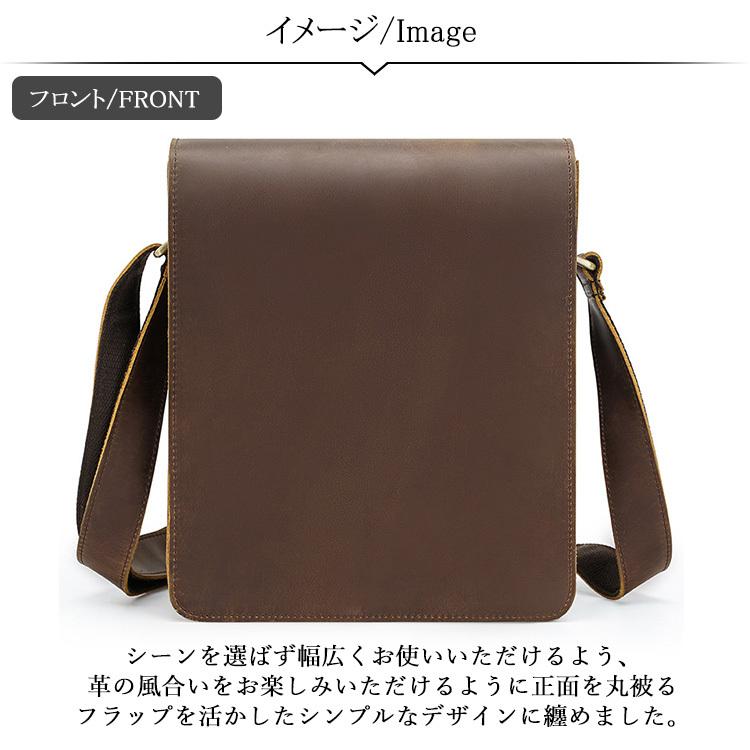 TIDING ショルダーバッグ 本革 メンズ 縦型 自立 厚手牛革 オイル  