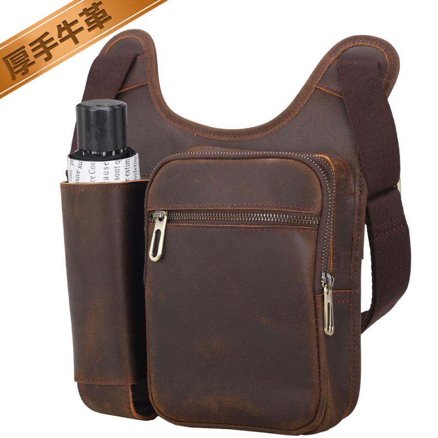 TIDING ビンテージ風 ショルダーバッグ 本革 メンズ 斜め掛け 500ml