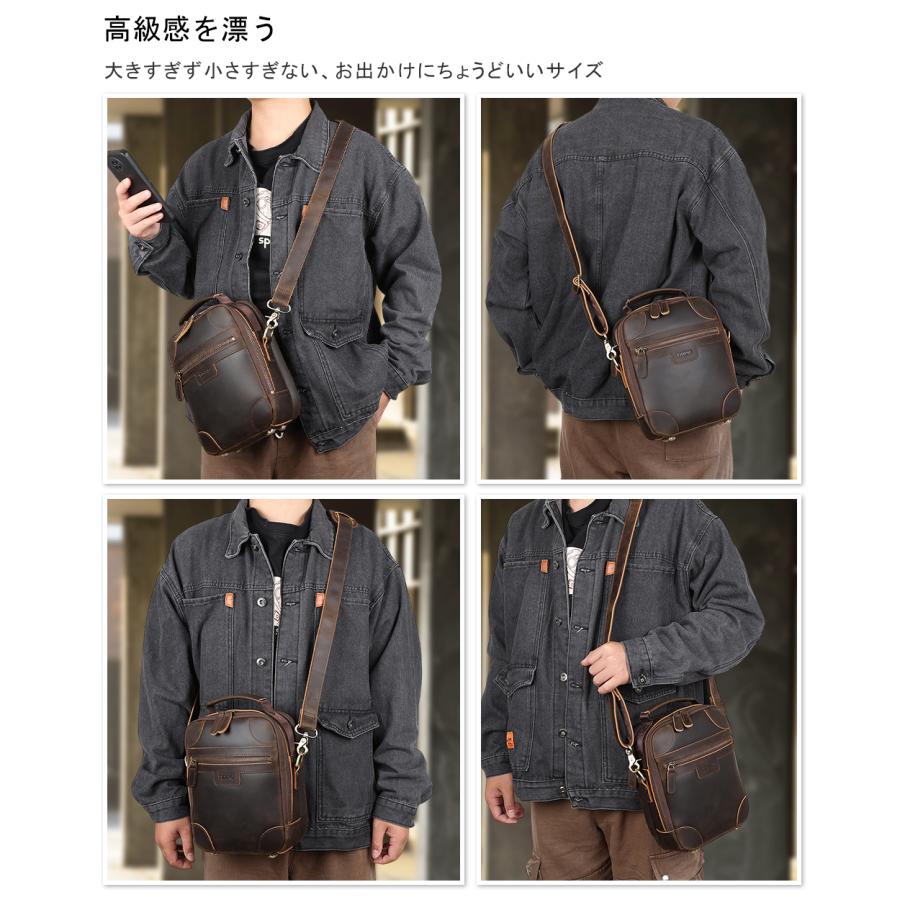 10% OFF】TIDING ショルダーバッグ メンズ 本革 ロゴ付き ビンテージ