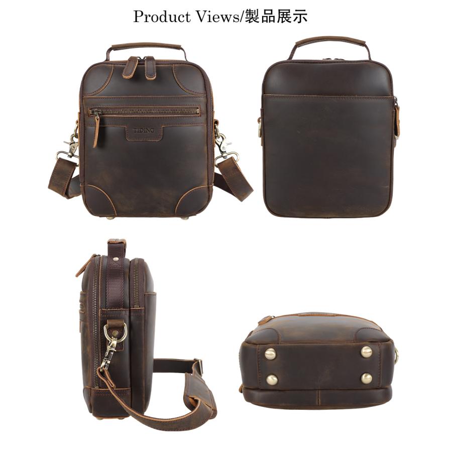 10% OFF】TIDING ショルダーバッグ メンズ 本革 ロゴ付き ビンテージ