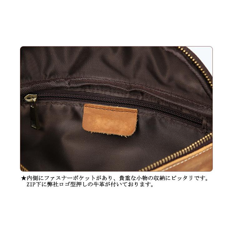 ボーナス10%OFF 三日月型 本革 ウエストバッグ メンズ 厚手牛革 ヒップバッグ 2WAY ボディバッグ 経年変化 ナチュラル風 キャメル 3色｜tidingleather｜16