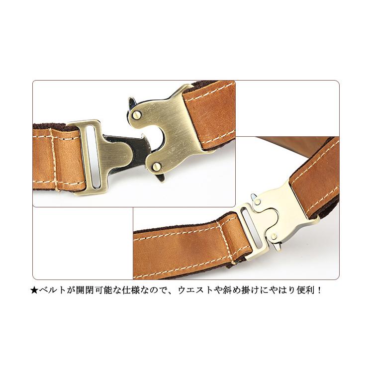 TIDING 本革 ハーフムーン 三日月型ウエストバッグ メンズ 2WAY ボディ