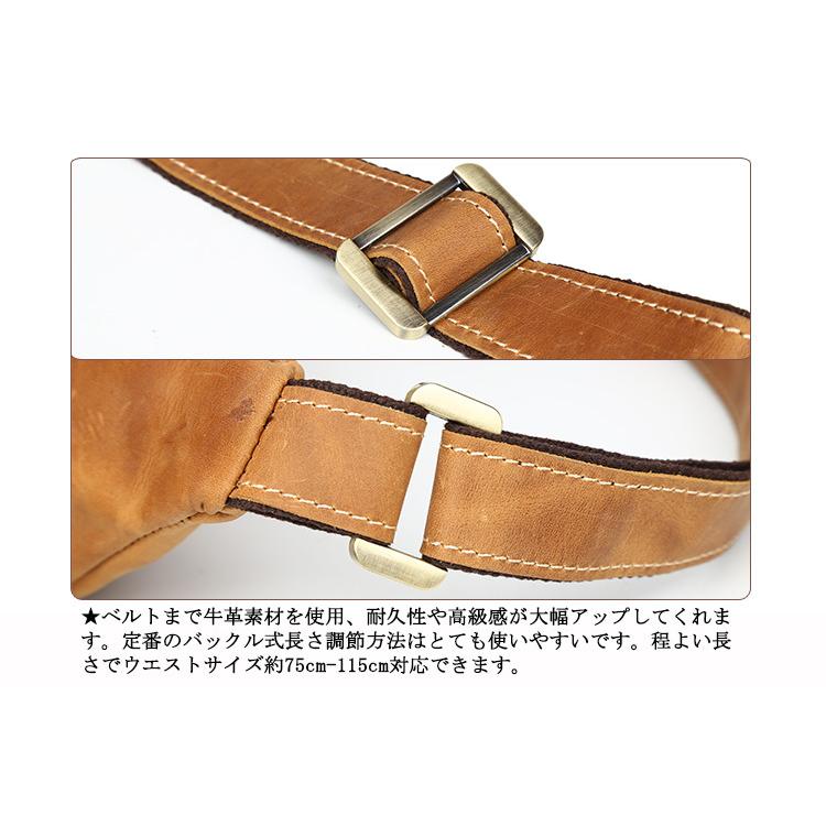 TIDING 本革 ハーフムーン 三日月型ウエストバッグ メンズ 2WAY ボディ 