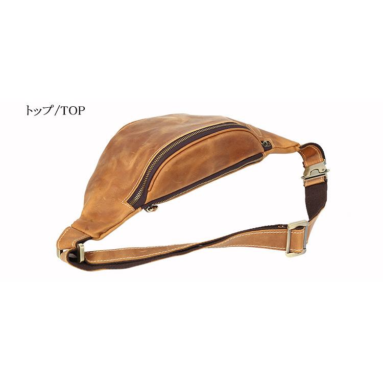 TIDING 本革 ハーフムーン 三日月型ウエストバッグ メンズ 2WAY ボディ