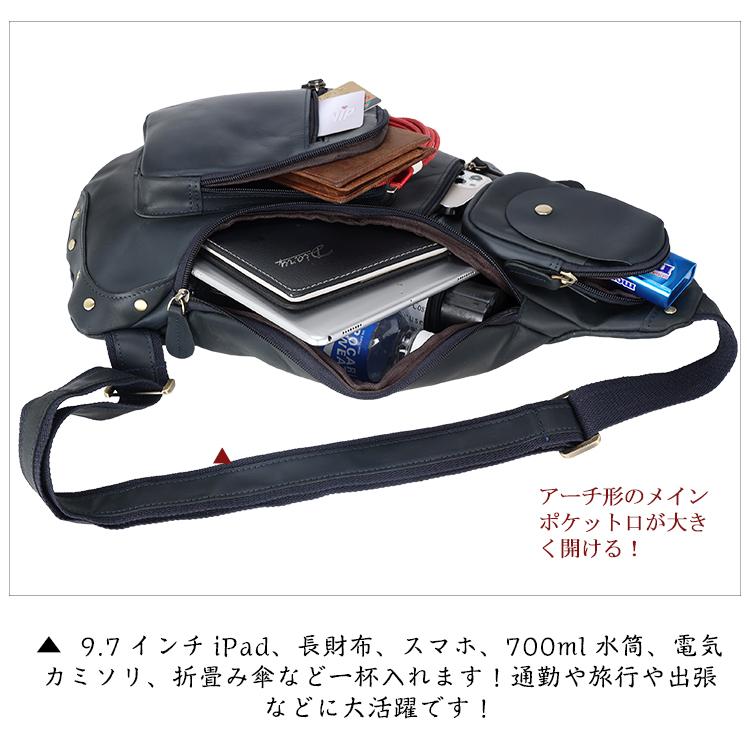 TIDING マチ拡張 ボディバッグ 本革 メンズ ワンショルダーバッグ 大 