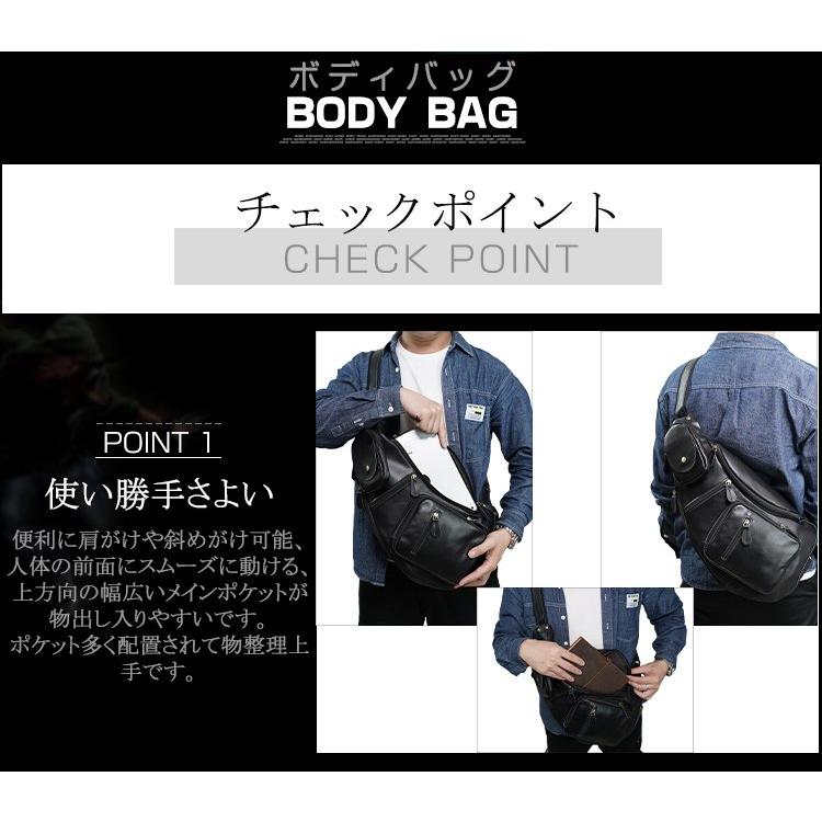 TIDING マチ拡張 ボディバッグ 本革 メンズ ワンショルダーバッグ 大