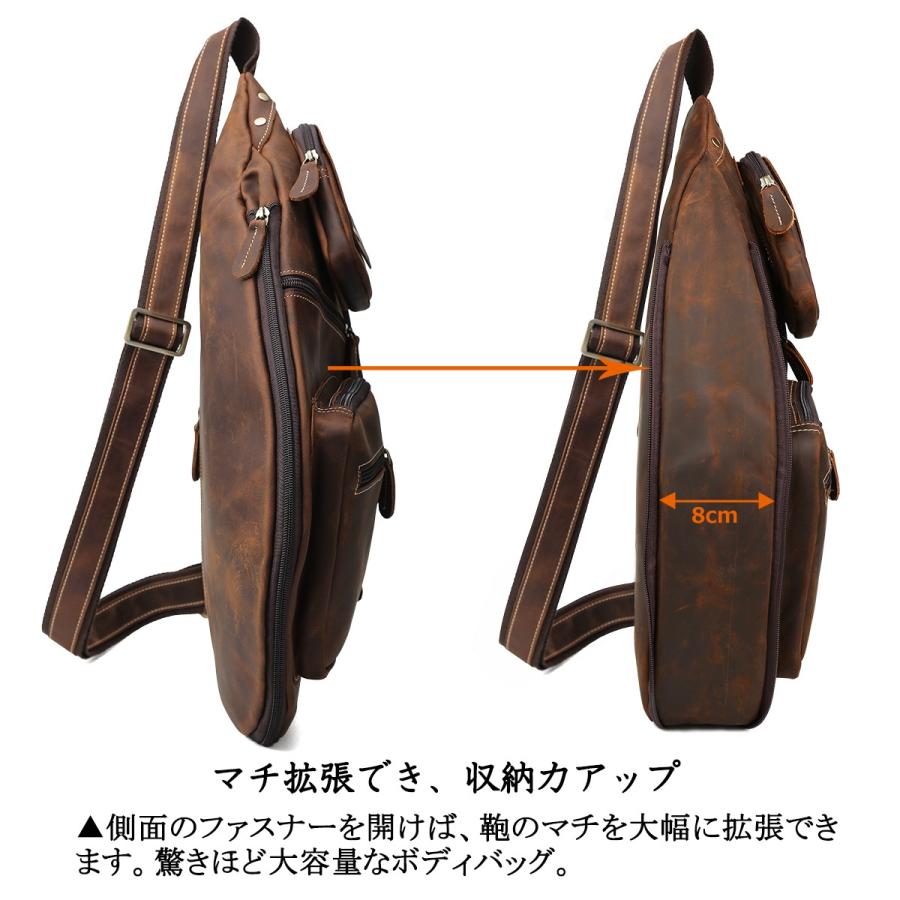TIDING アンティーク ショルダーバッグ 本革 メンズ ボディバッグ 斜め