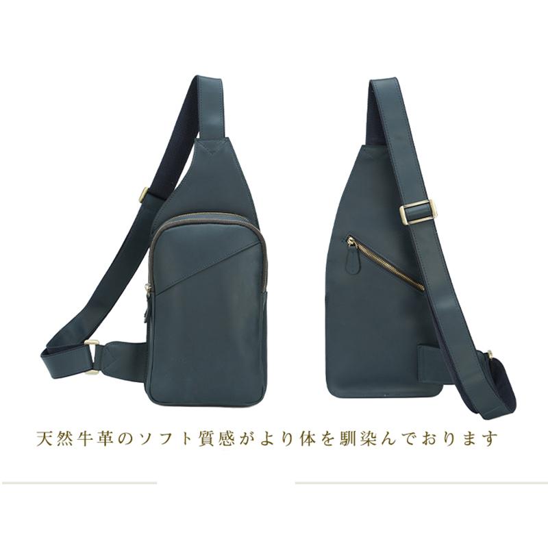 TIDING ラウンドファスナー ボディバッグ 本革 メンズ 斜め掛け ワン